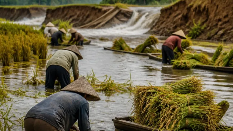 Petani Aceh Tamiang panen padi di tengah banjir setelah tanggul jebol